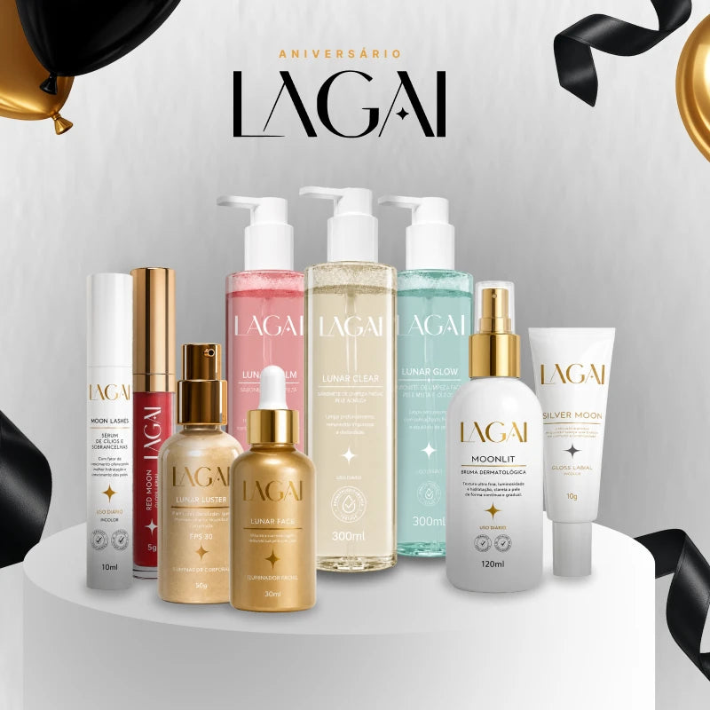 KIT 1 ANO LAGAI - Trio Lunares + Bruma + Lunar Face + Moon Lashes + Silver Moon + Red Moon + Lunar Luster