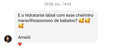 Avaliação positiva de cliente sobre produto Lagai no WhatsApp