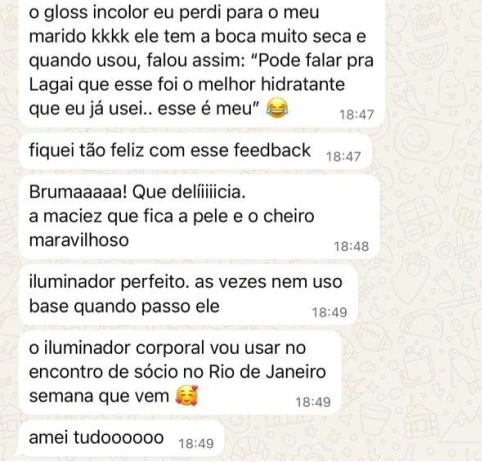 Cliente Lagai recomendando os dermocosméticos da marca